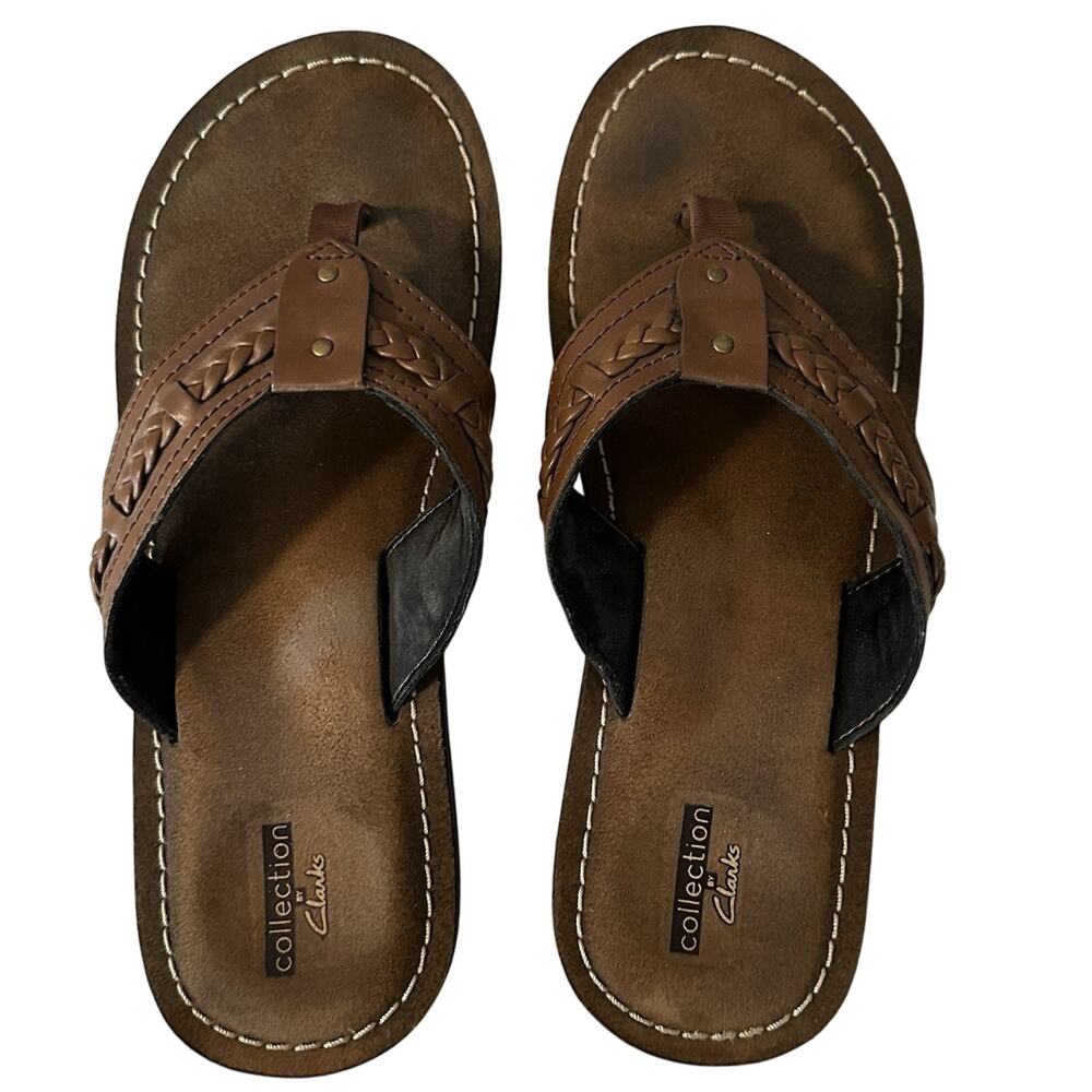 Clarks Collection Fenner Brown Thong Sandals - Size 9M